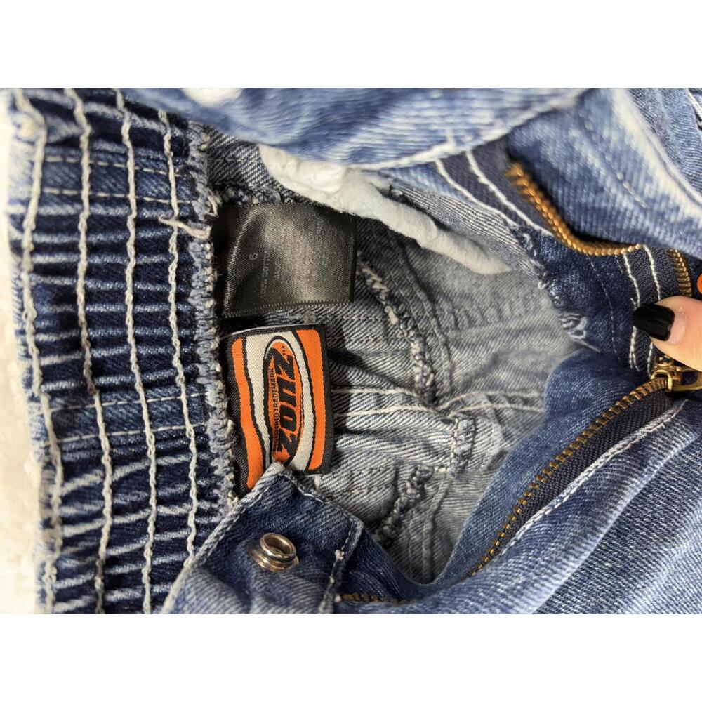 Vintage 90s Boys Zonz Denim Logo Cargo Pocket Skater Jean Shorts Size 6 - Picture 8 of 8